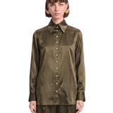 Camica in seta Ivy in marrone 