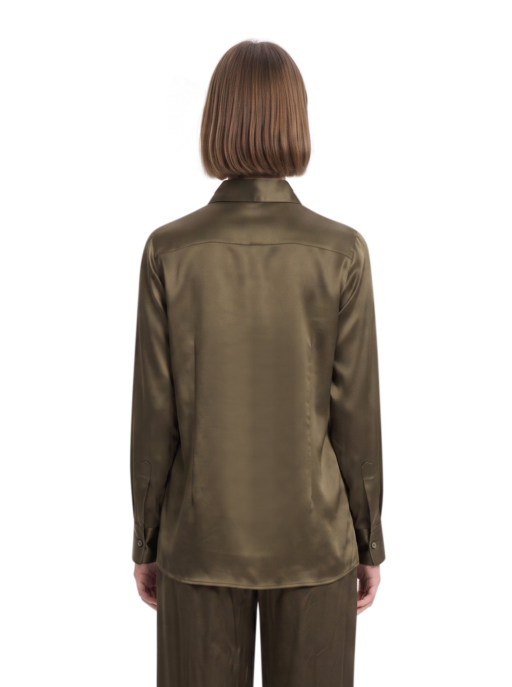 Camica in seta Ivy in marrone 