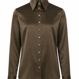 Camica in seta Ivy in marrone 