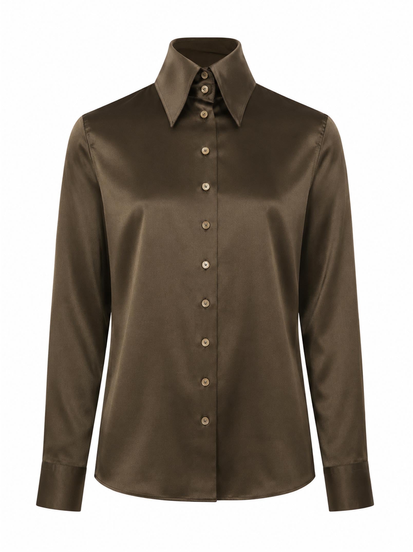 Camica in seta Ivy in marrone 