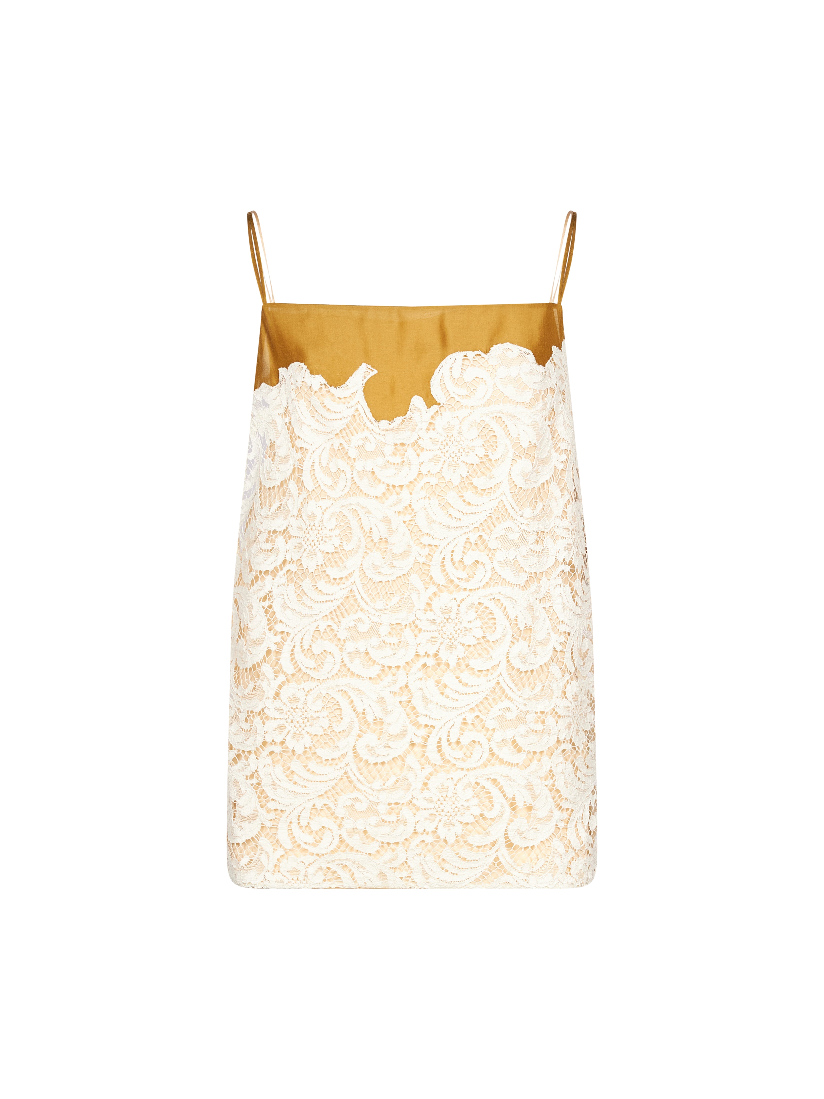 Top Neema in pizzo bianco e ocra 