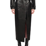 Gonna midi Luiza con spacco in nero 