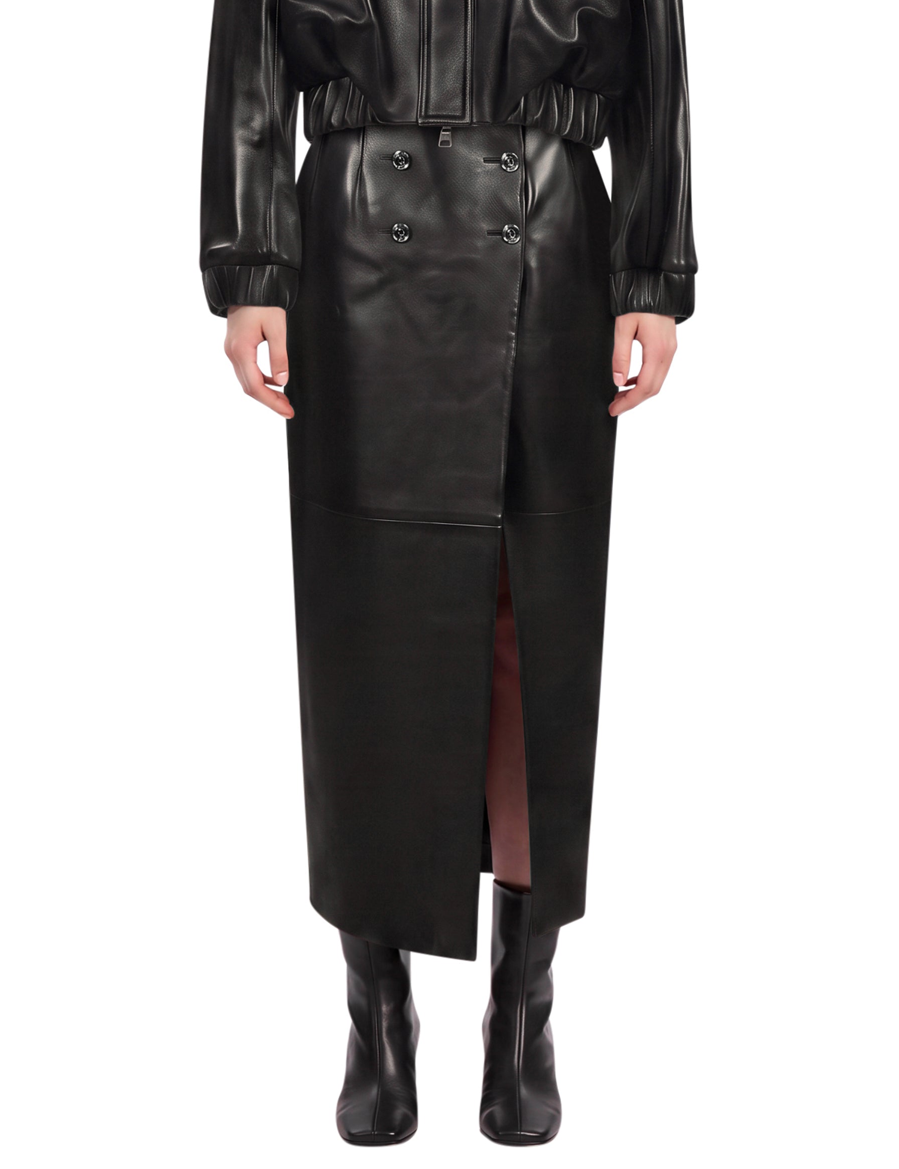Gonna midi Luiza con spacco in nero 