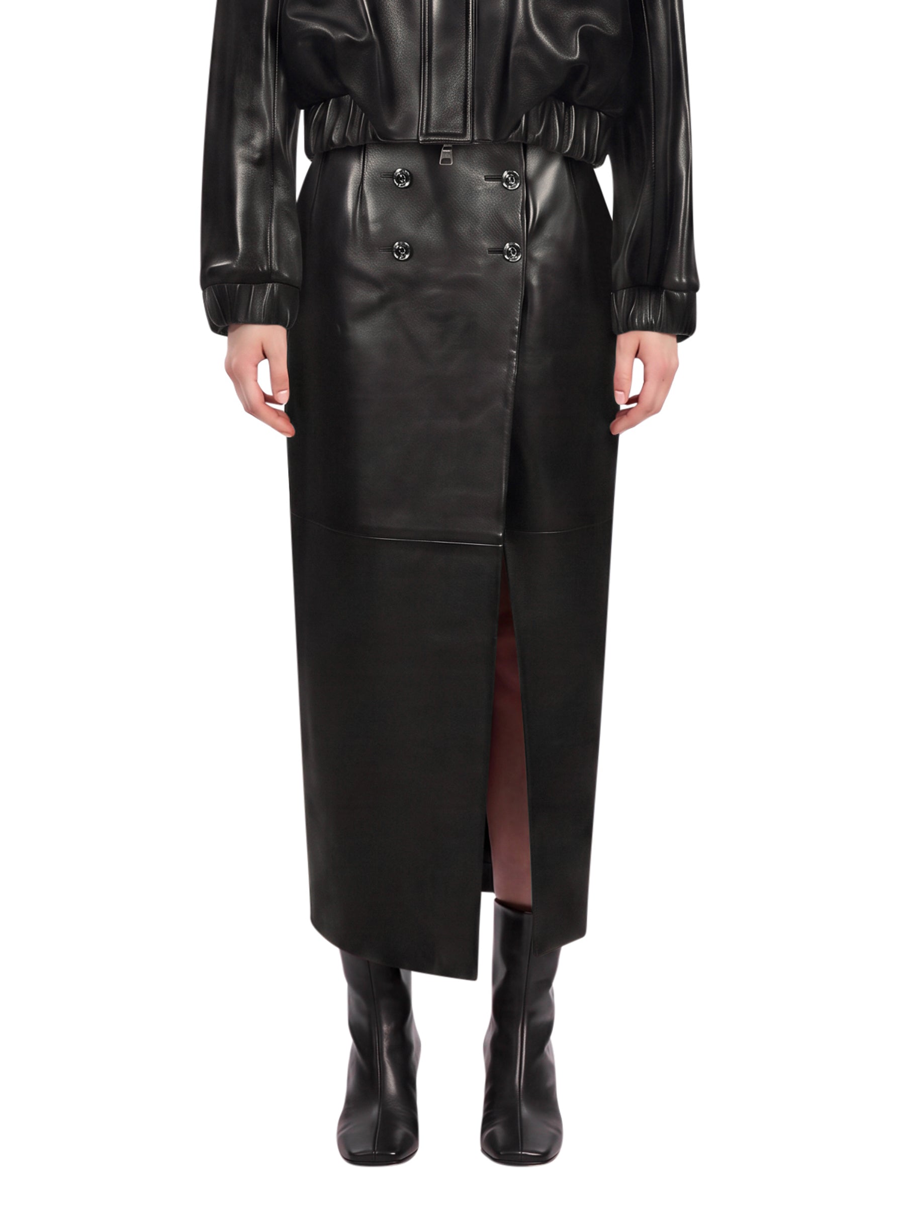 Gonna midi Luiza con spacco in nero 