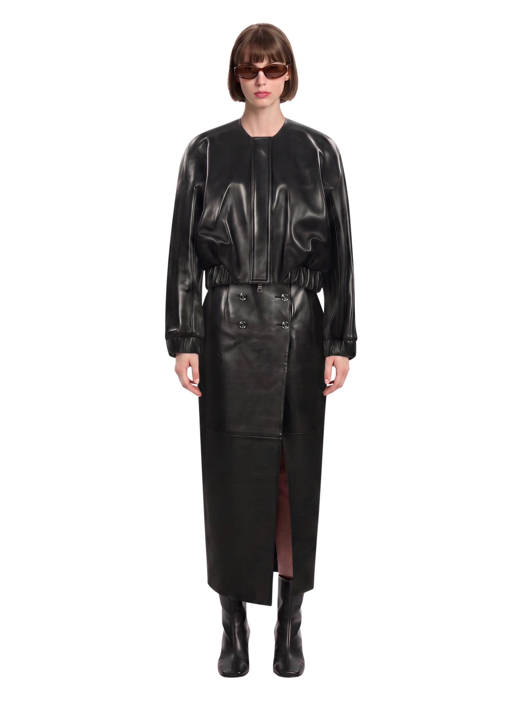 Gonna midi Luiza con spacco in nero 