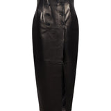 Gonna midi Luiza con spacco in nero 