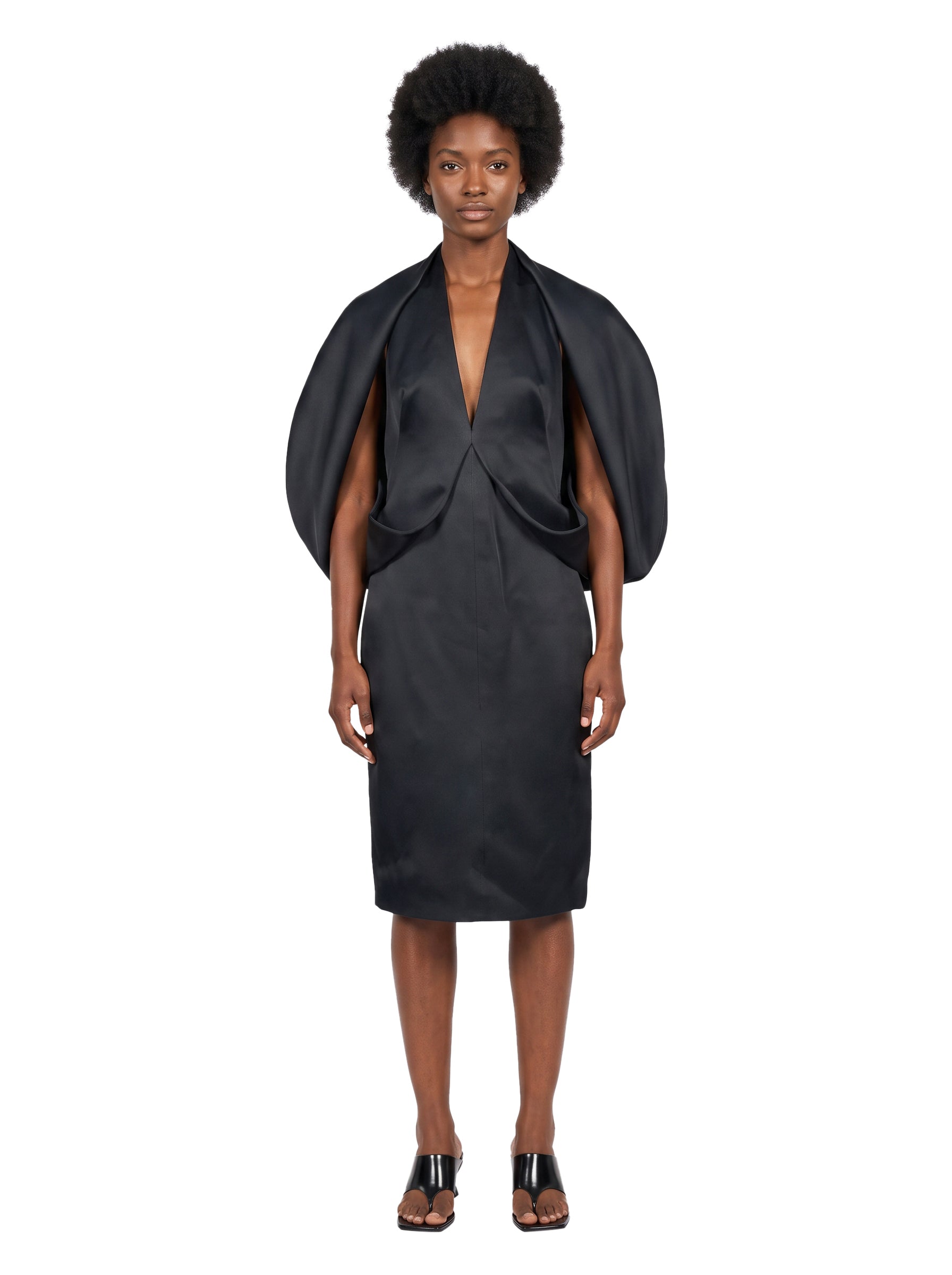 Abito midi satinato Dakota in nero 