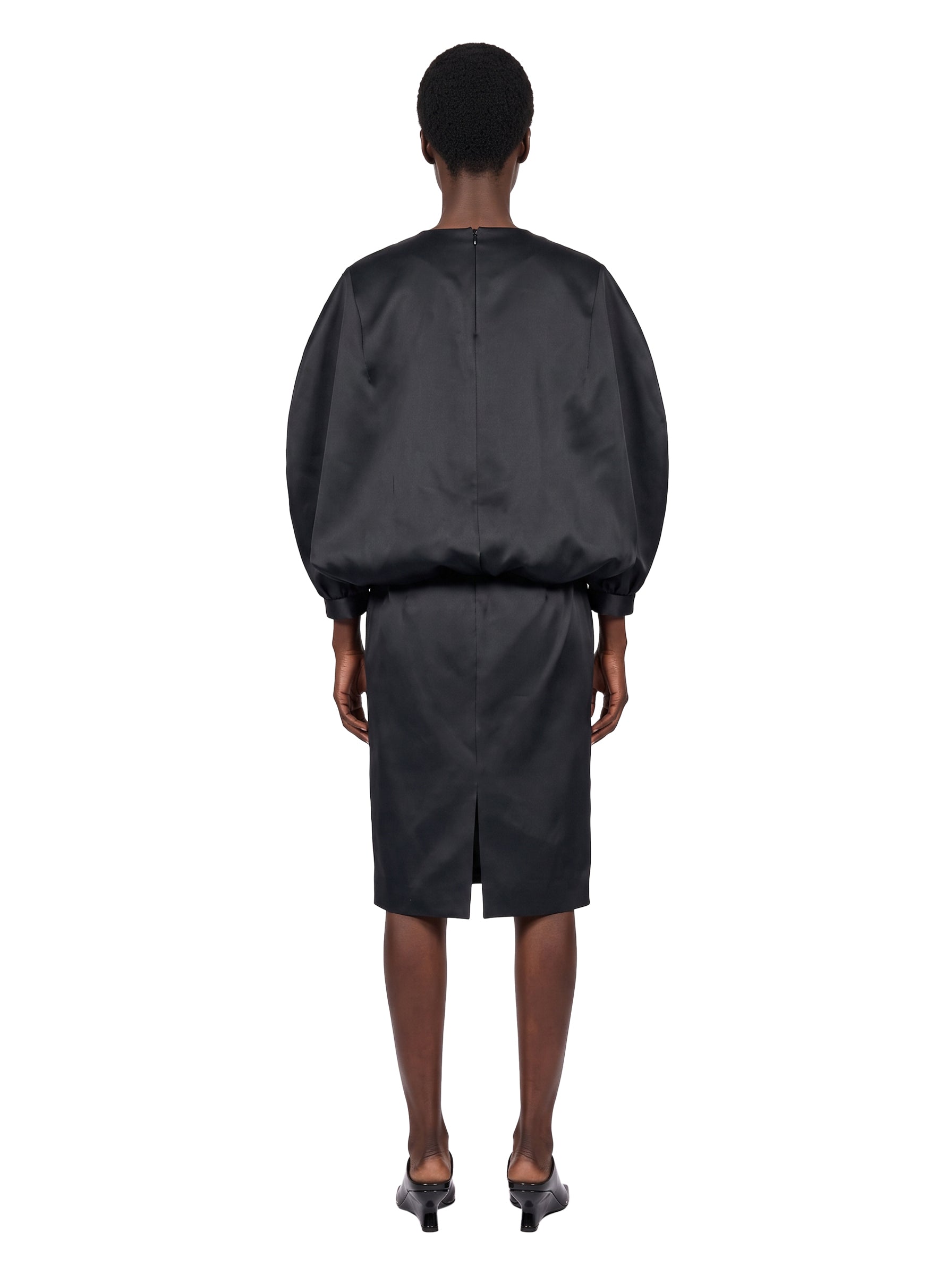 Abito midi satinato Dakota in nero 