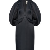 Abito midi satinato Dakota in nero 