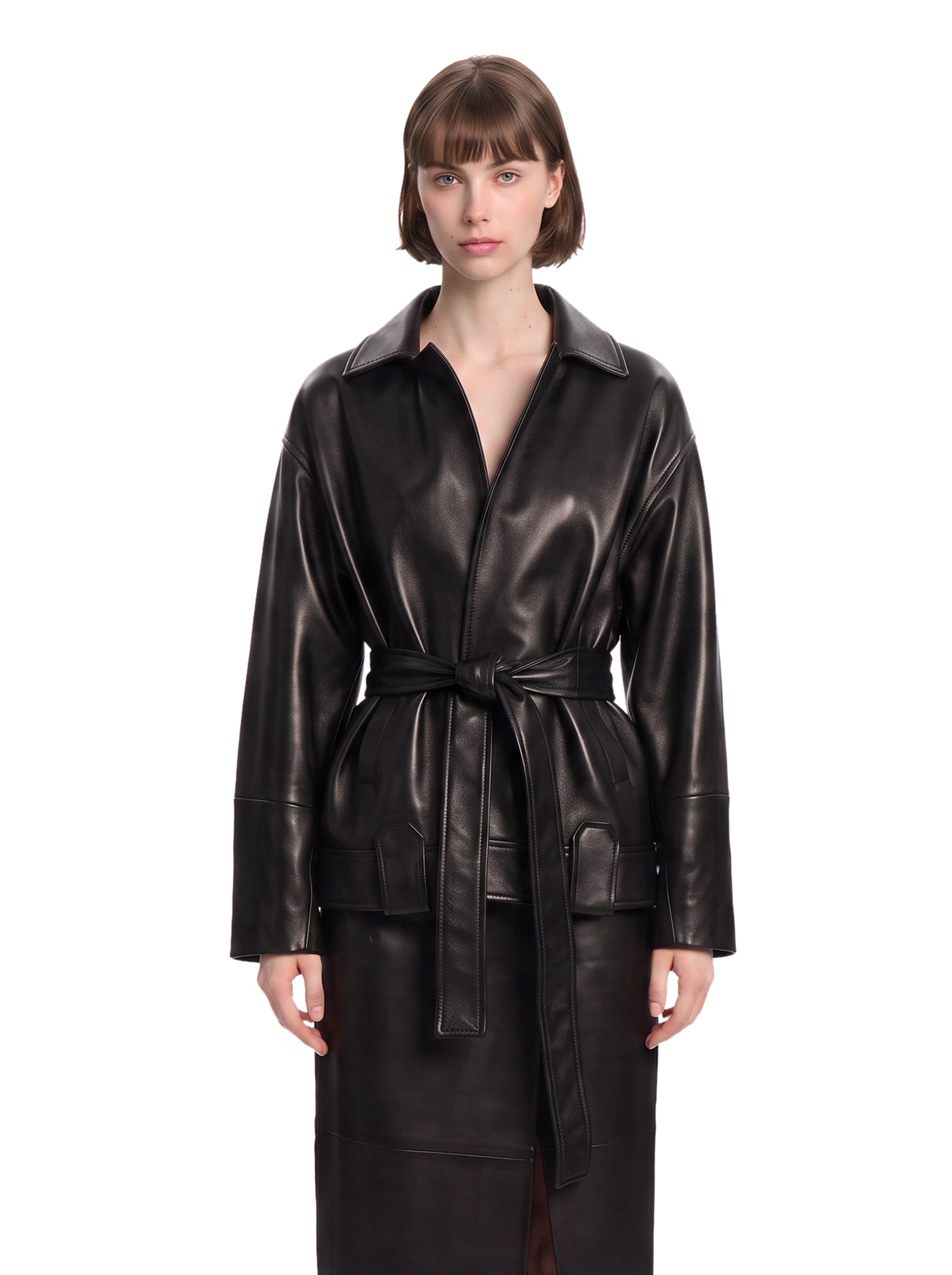 Giacca Alder in pelle in nero 