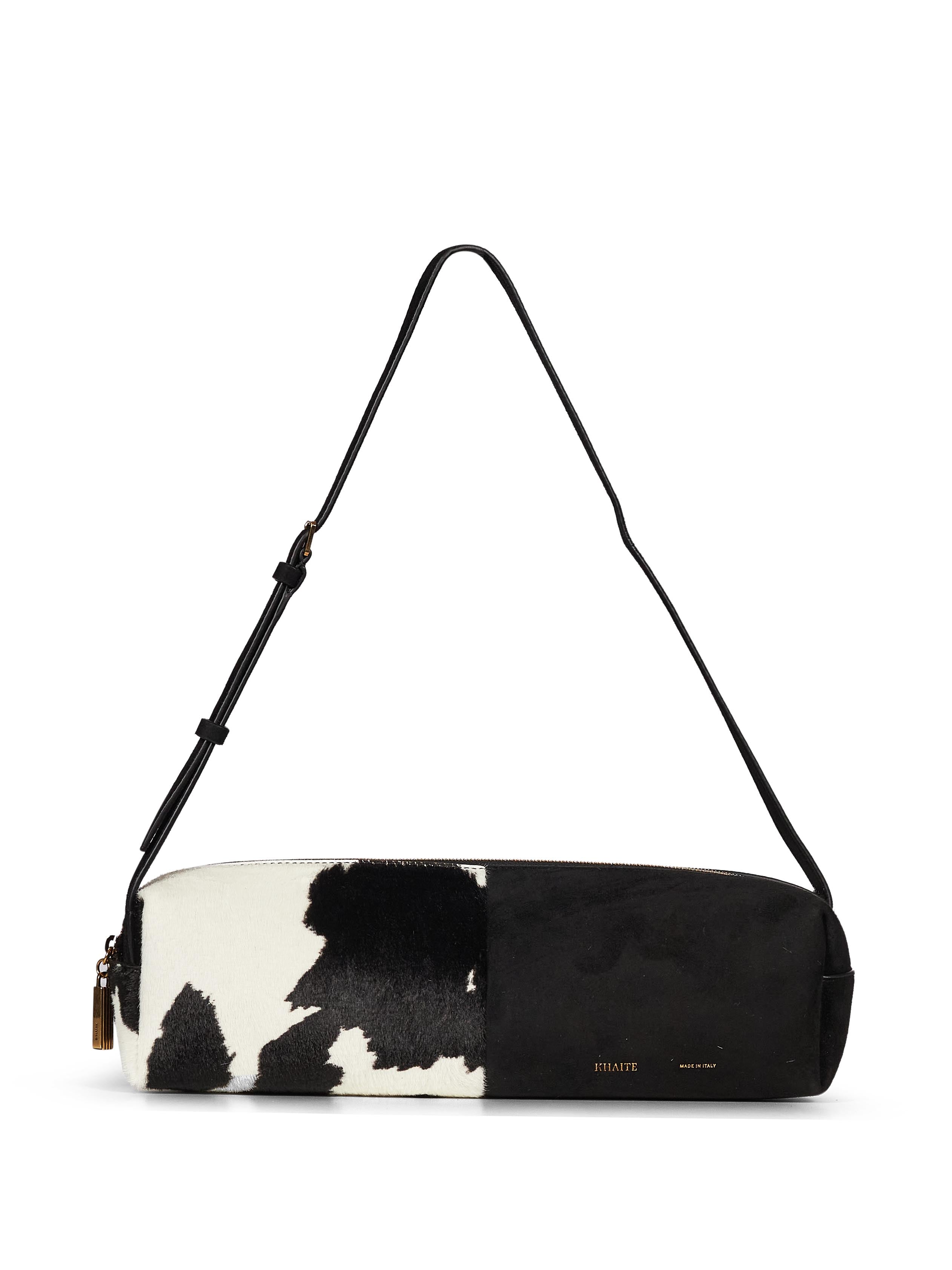 Borsa a spalla con stampa animalier Key in bianco e marrone 