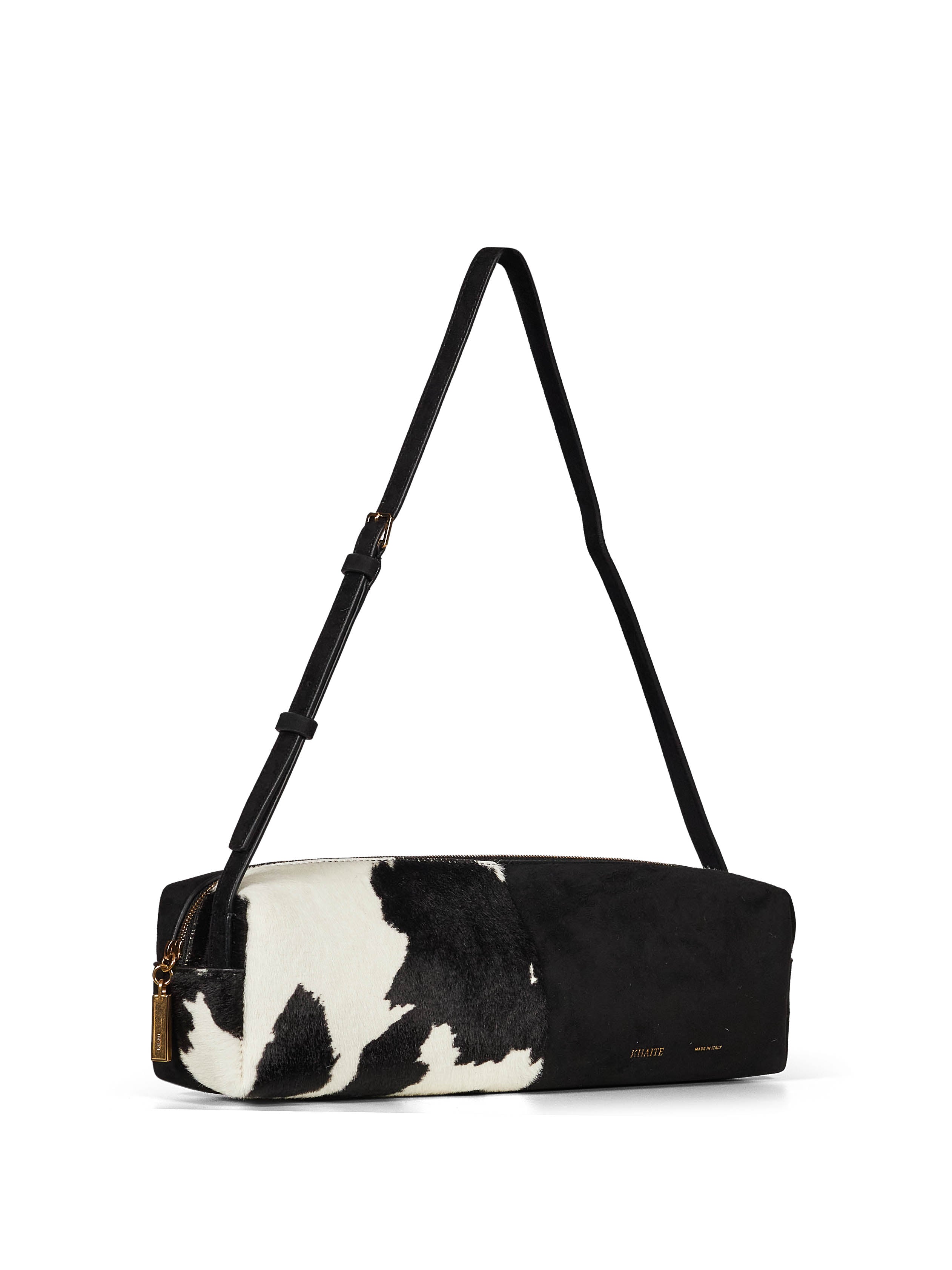 Borsa a spalla con stampa animalier Key in bianco e marrone 