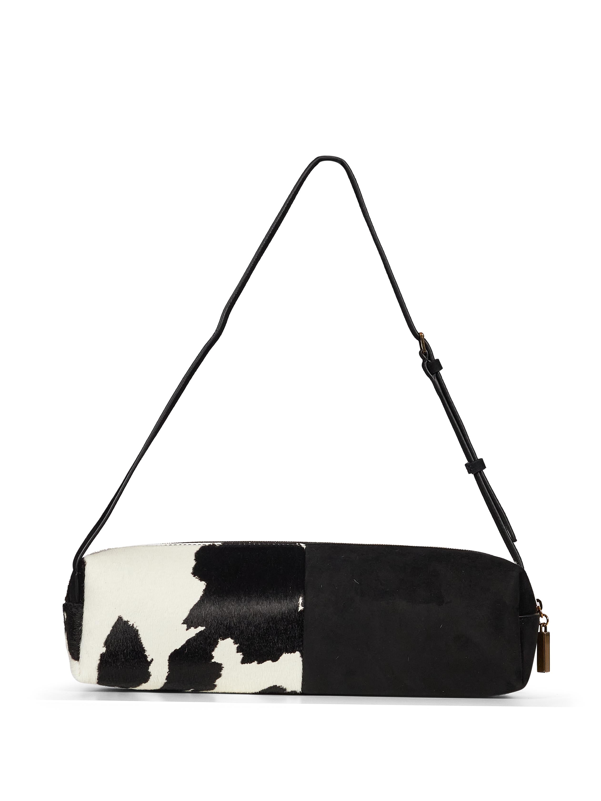 Borsa a spalla con stampa animalier Key in bianco e marrone 