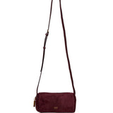 Borsa a tracolla Kye in pelle scamosciata in bordeaux 