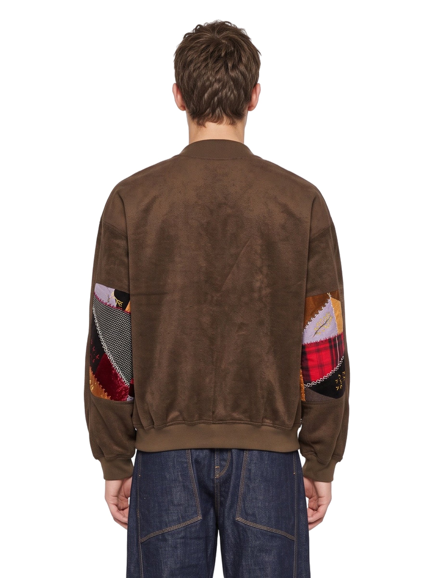 Felpa con patchwork in marrone 