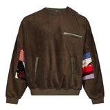 Felpa con patchwork in marrone 
