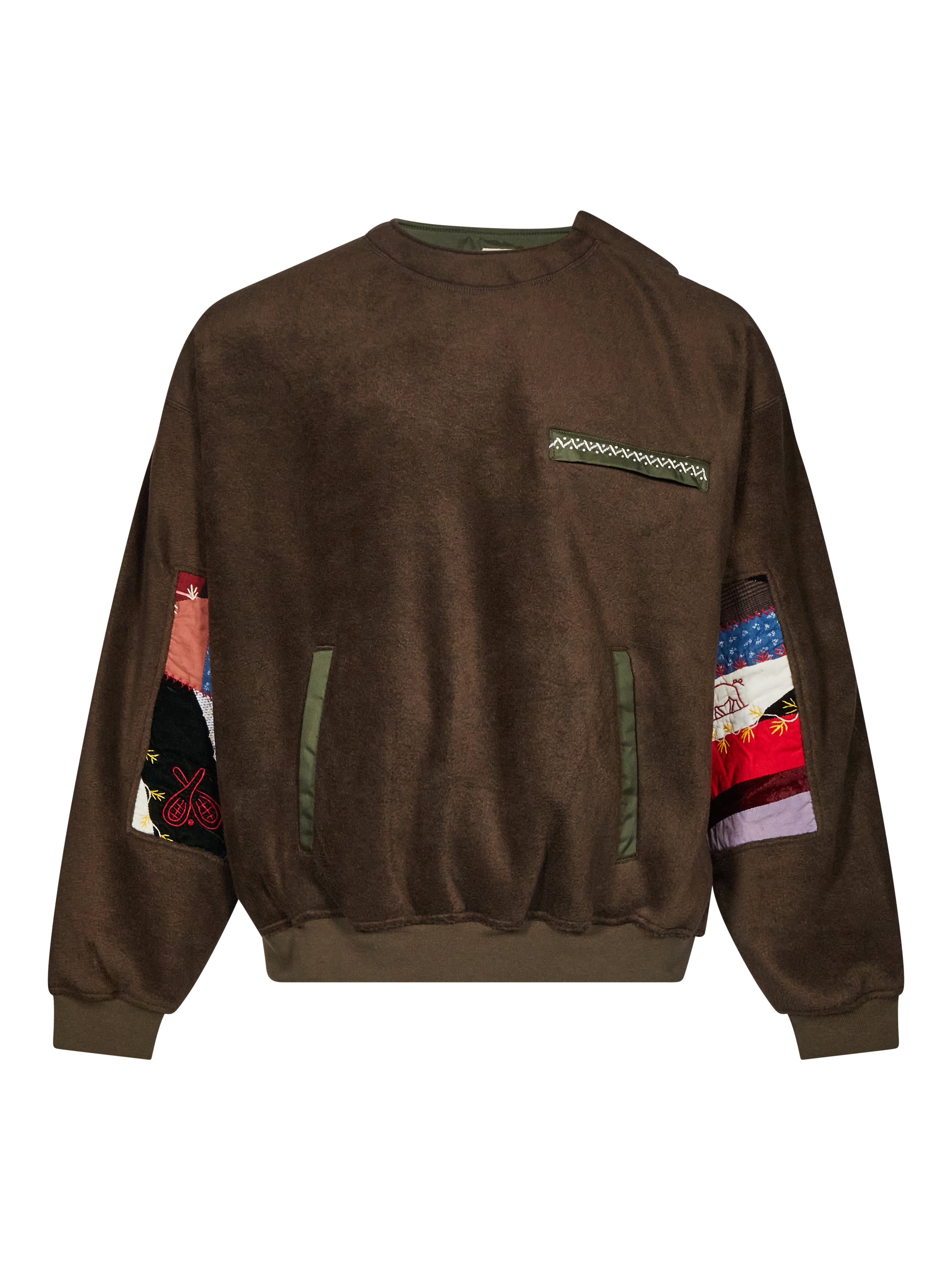 Felpa con patchwork in marrone 