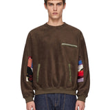 Felpa con patchwork in marrone 