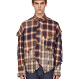 Camicia destrutturata a quadri in rosso 