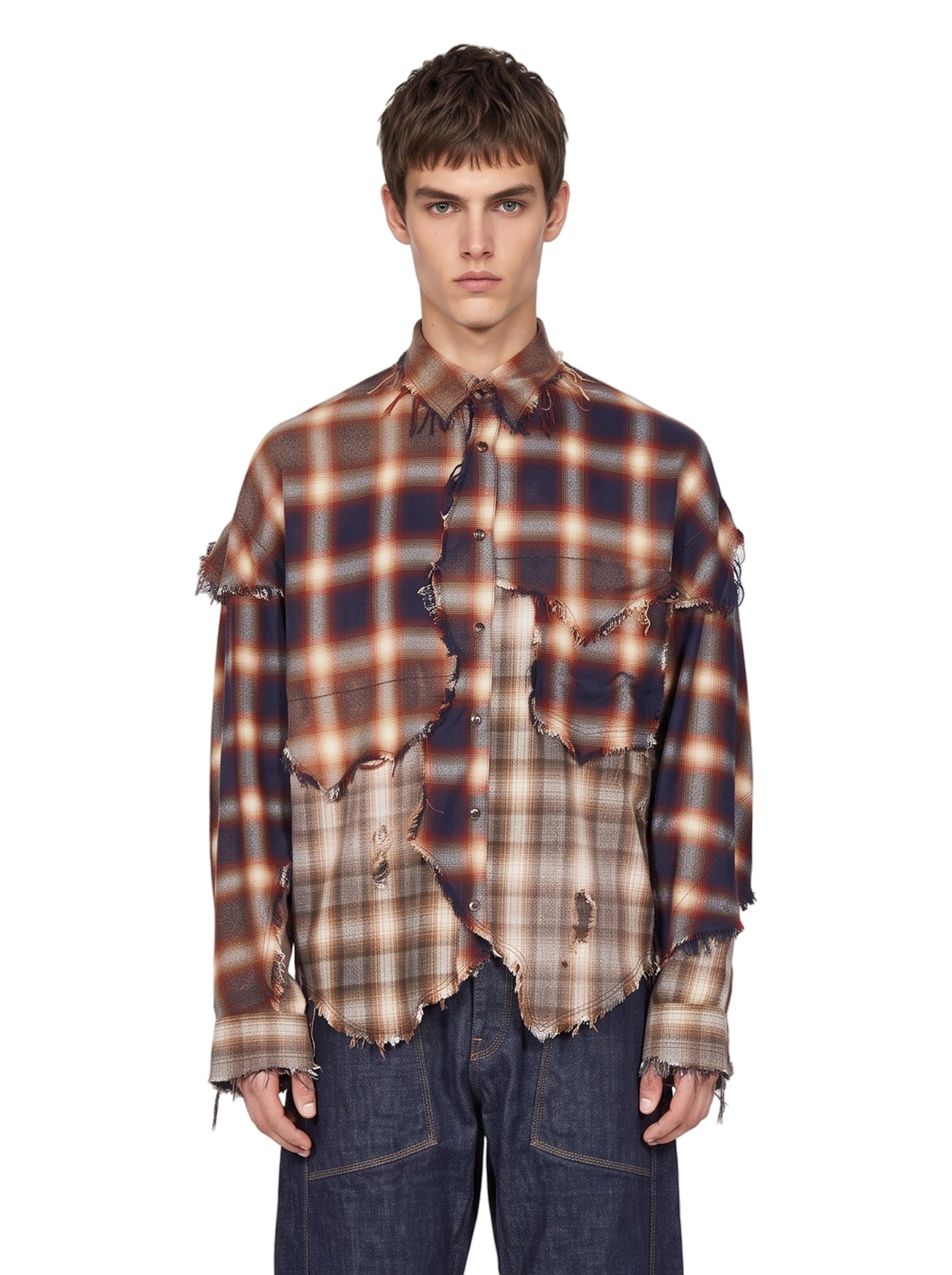 Camicia destrutturata a quadri in rosso 