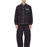 Giacca camicia con dettagli in nero 