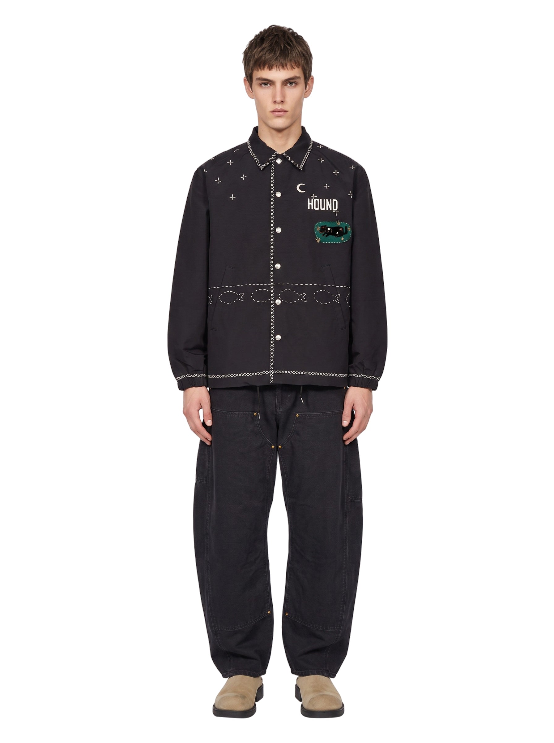 Giacca camicia con dettagli in nero 