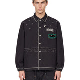 Giacca camicia con dettagli in nero 