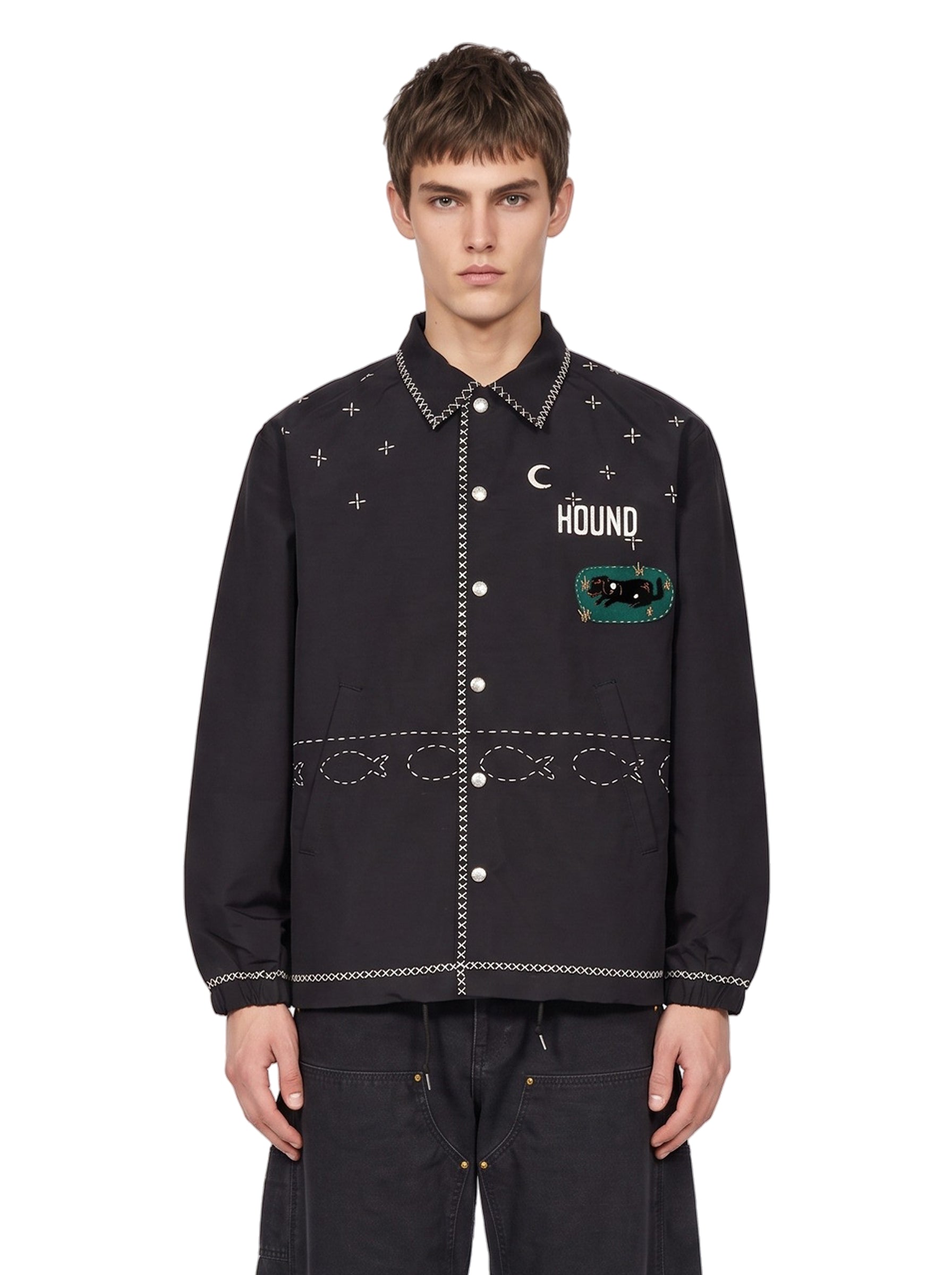 Giacca camicia con dettagli in nero 
