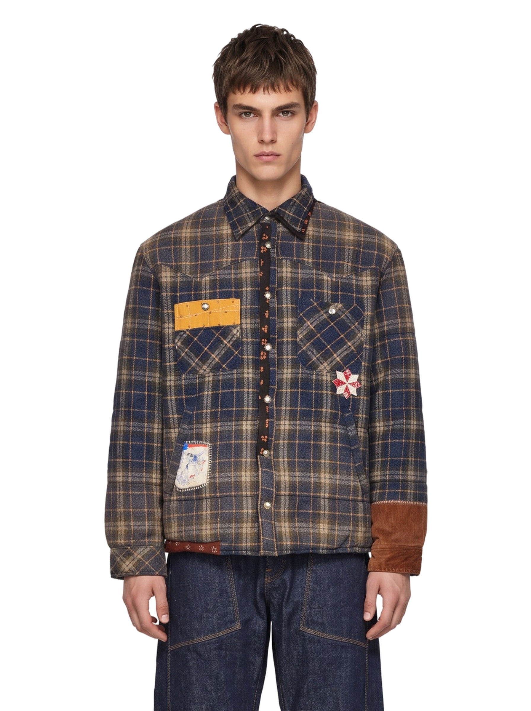 Giacca camicia con patchwork multicolor 