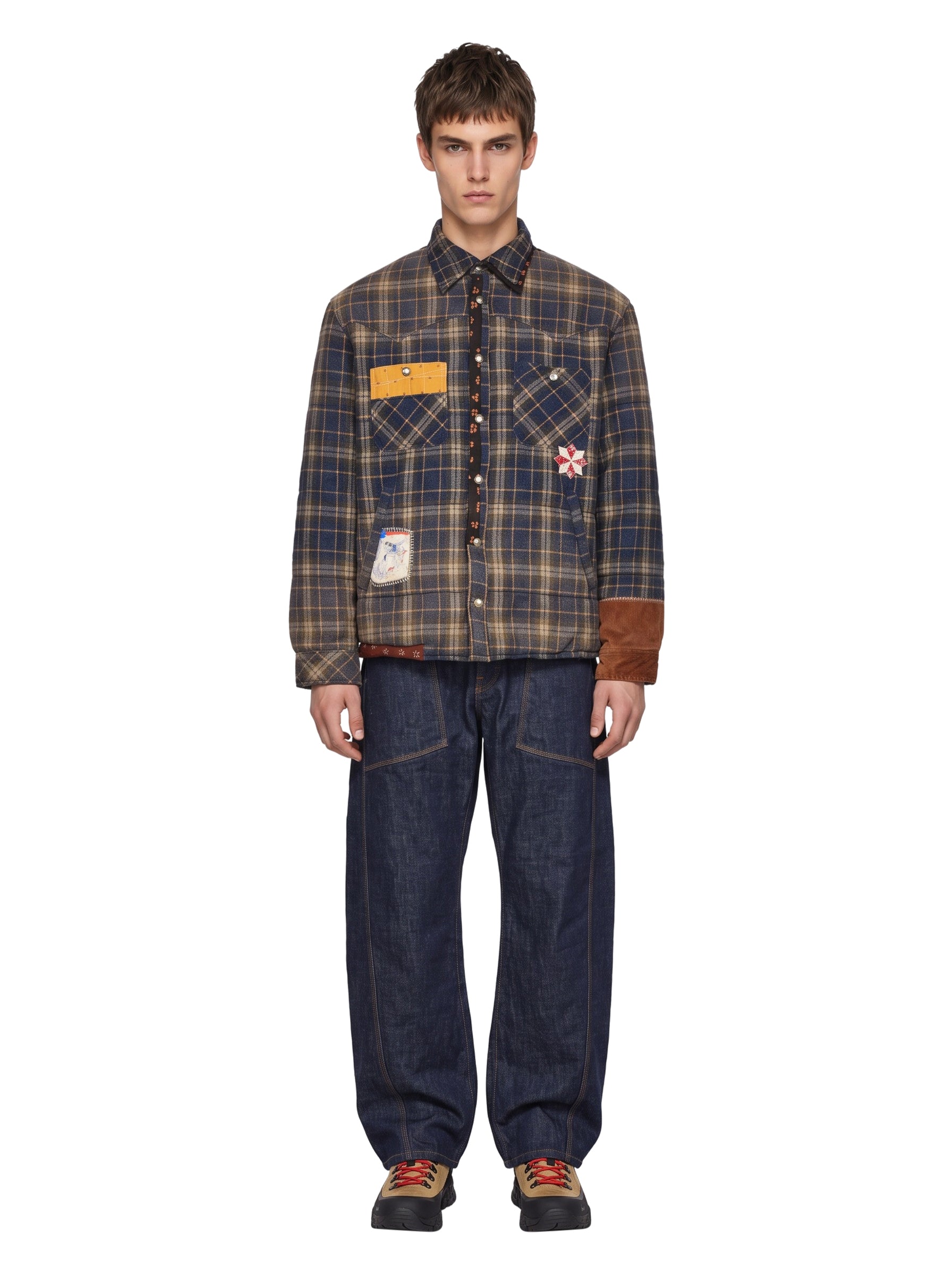 Giacca camicia con patchwork multicolor 