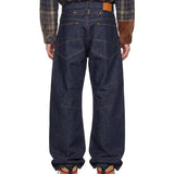 Jeans con impunture a contrasto in blu 