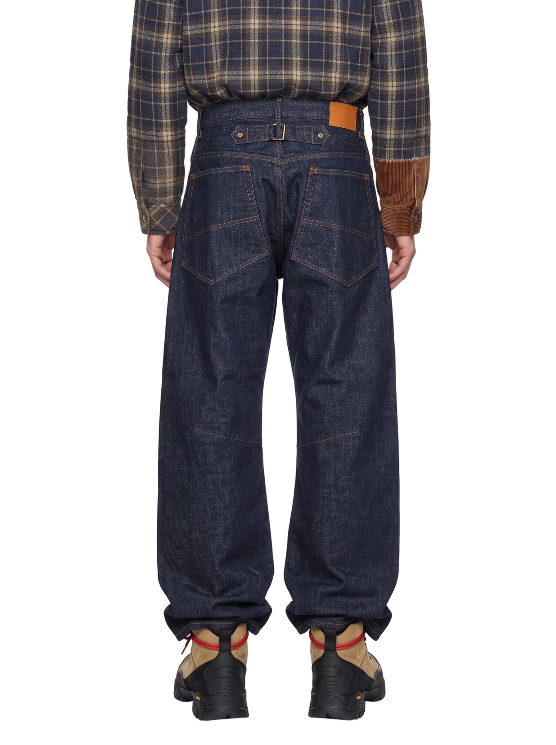Jeans con impunture a contrasto in blu 