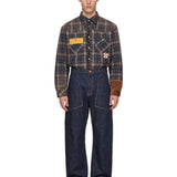Jeans con impunture a contrasto in blu 