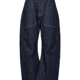 Jeans con impunture a contrasto in blu 