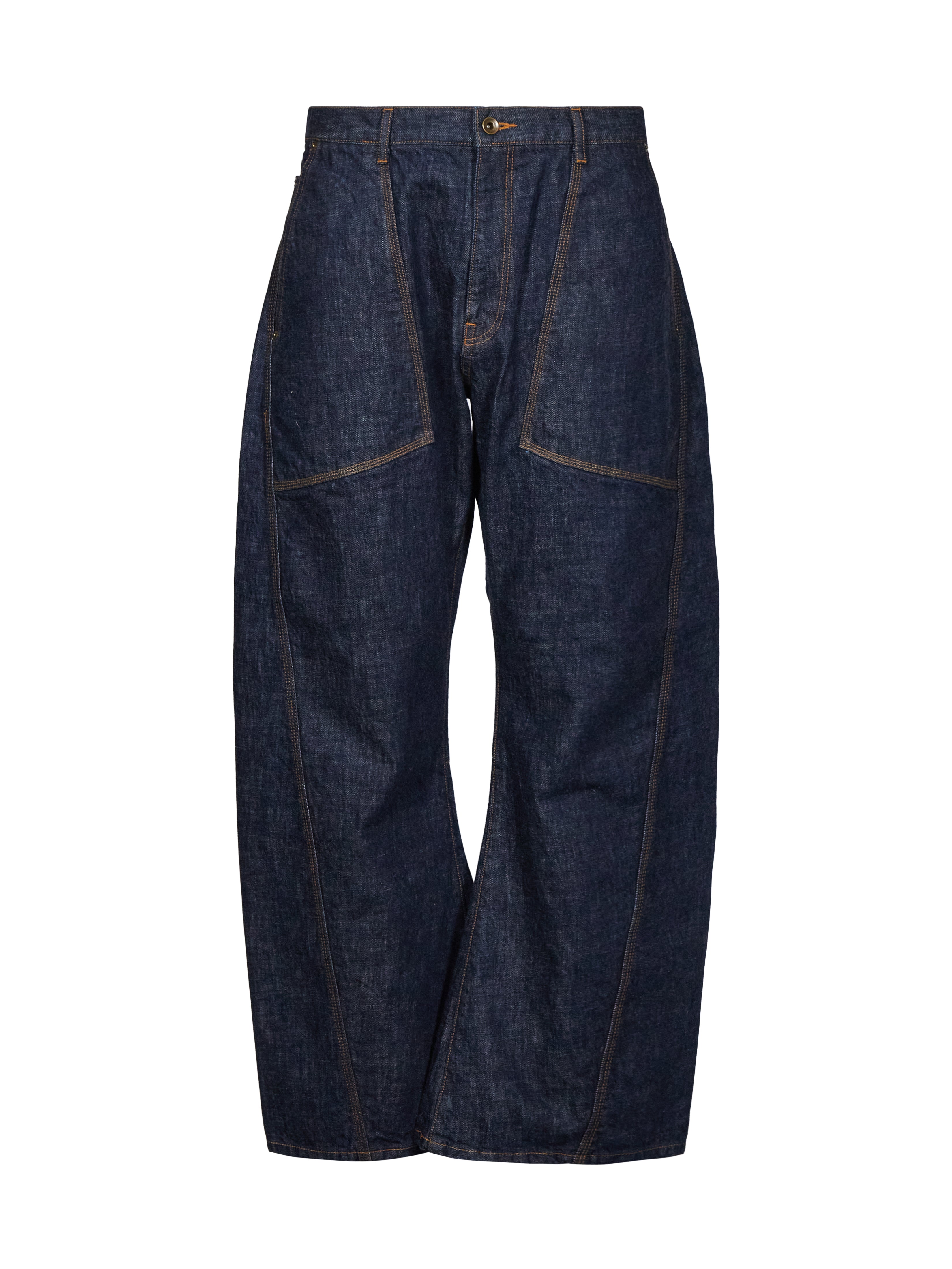 Jeans con impunture a contrasto in blu 