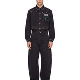 Jeans con gamba ampia in nero 