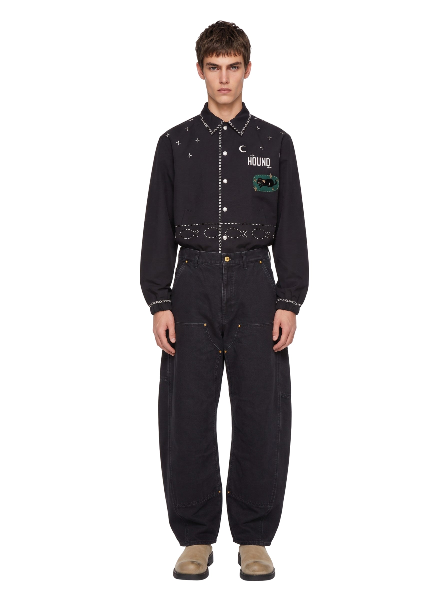 Jeans con gamba ampia in nero 