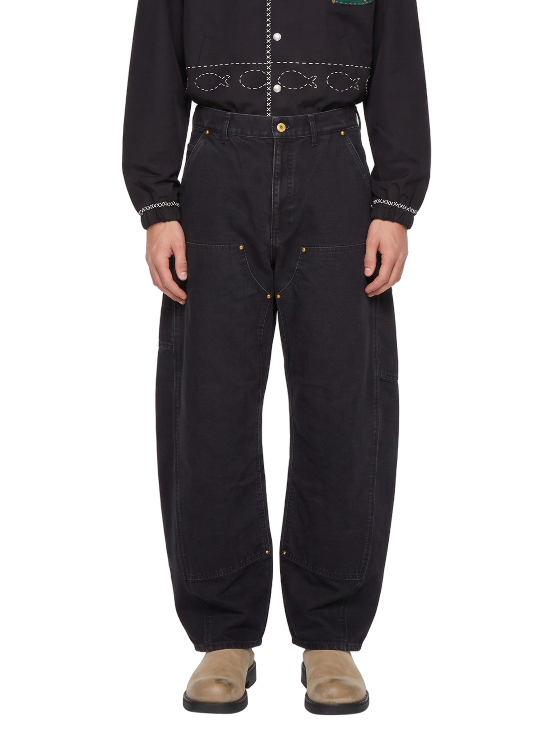 Jeans con gamba ampia in nero 