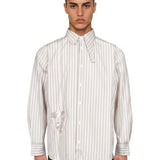 Camicia righe con stampa in bianco 