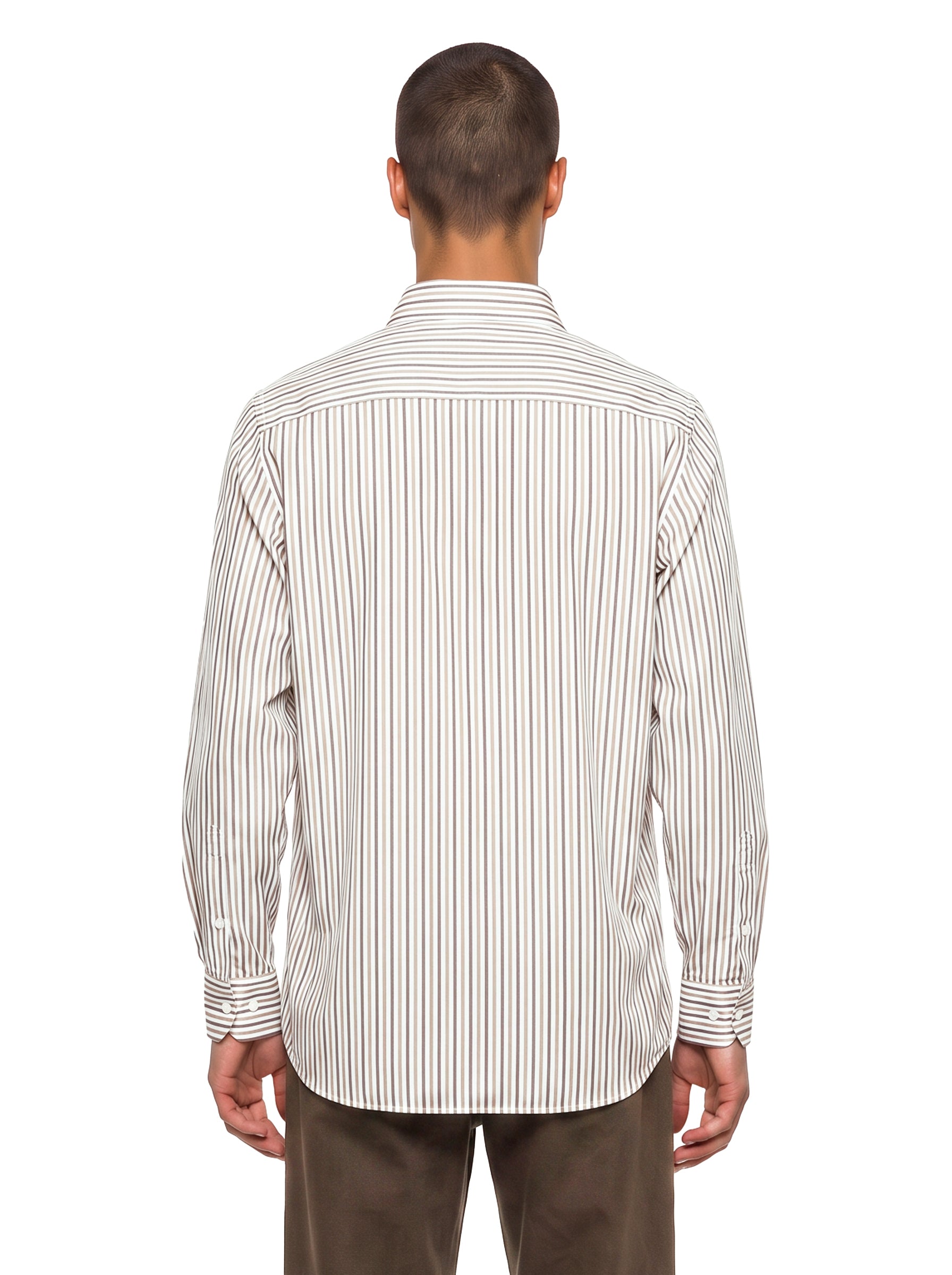 Camicia righe con stampa in bianco 