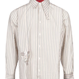 Camicia righe con stampa in bianco 