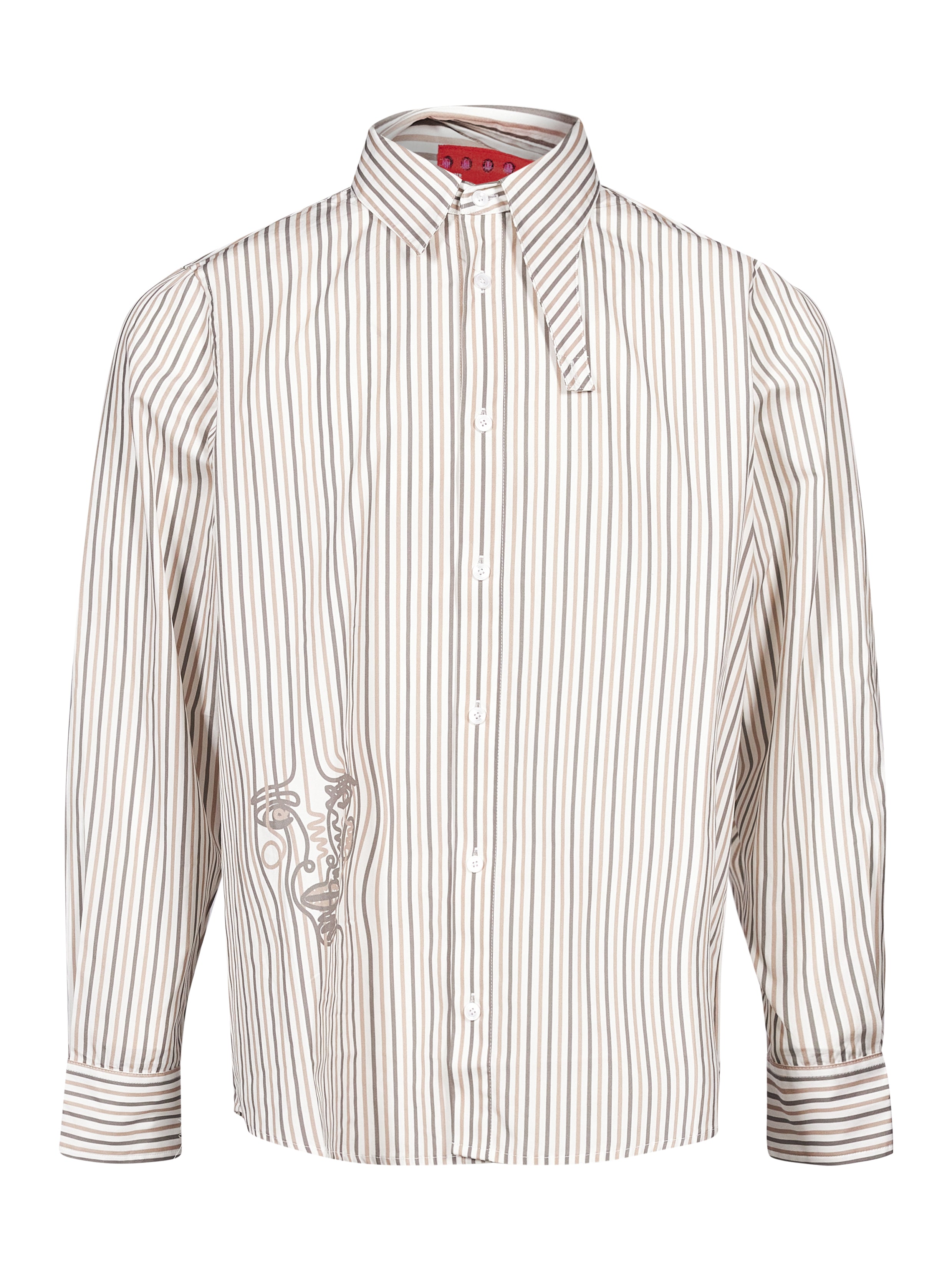 Camicia righe con stampa in bianco 