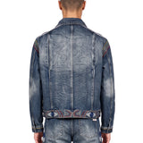 Giacca denim con ricamo occhi in blu 