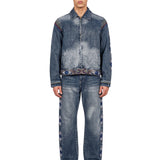 Giacca denim con ricamo occhi in blu 