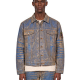 Giacca denim con stampa multicolor 