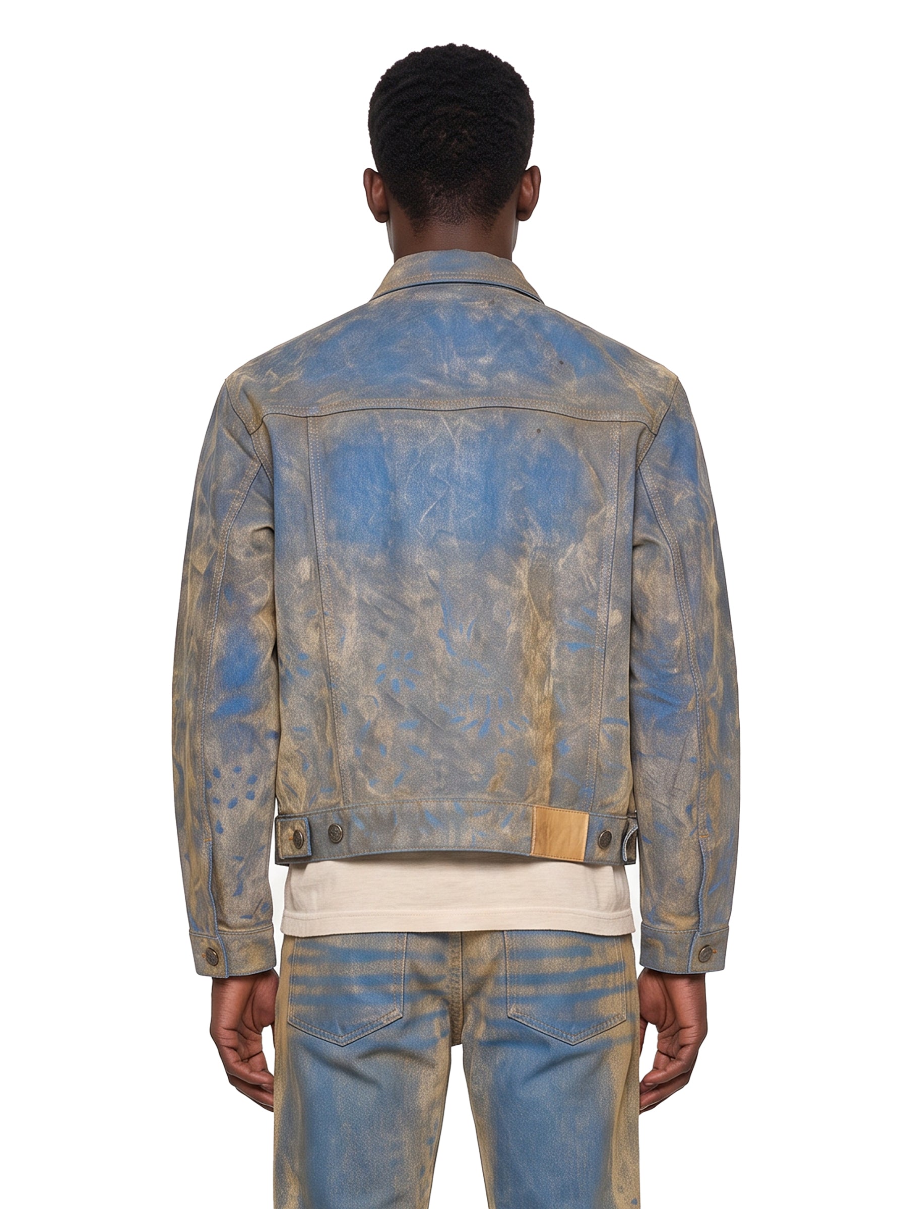 Giacca denim con stampa multicolor 