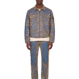 Giacca denim con stampa multicolor 