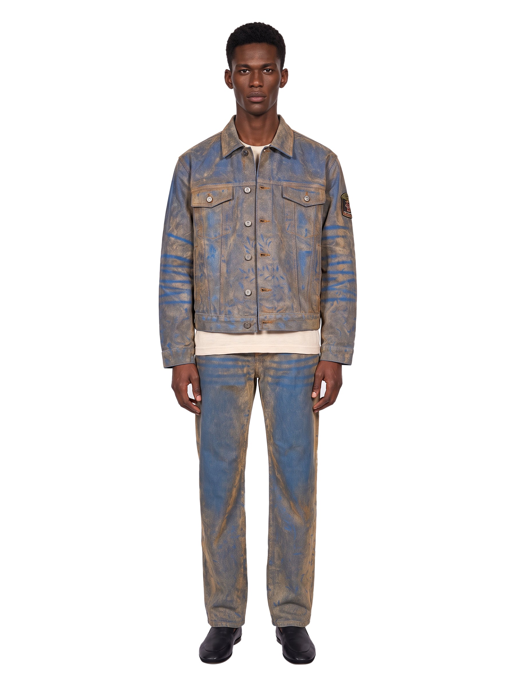 Giacca denim con stampa multicolor 
