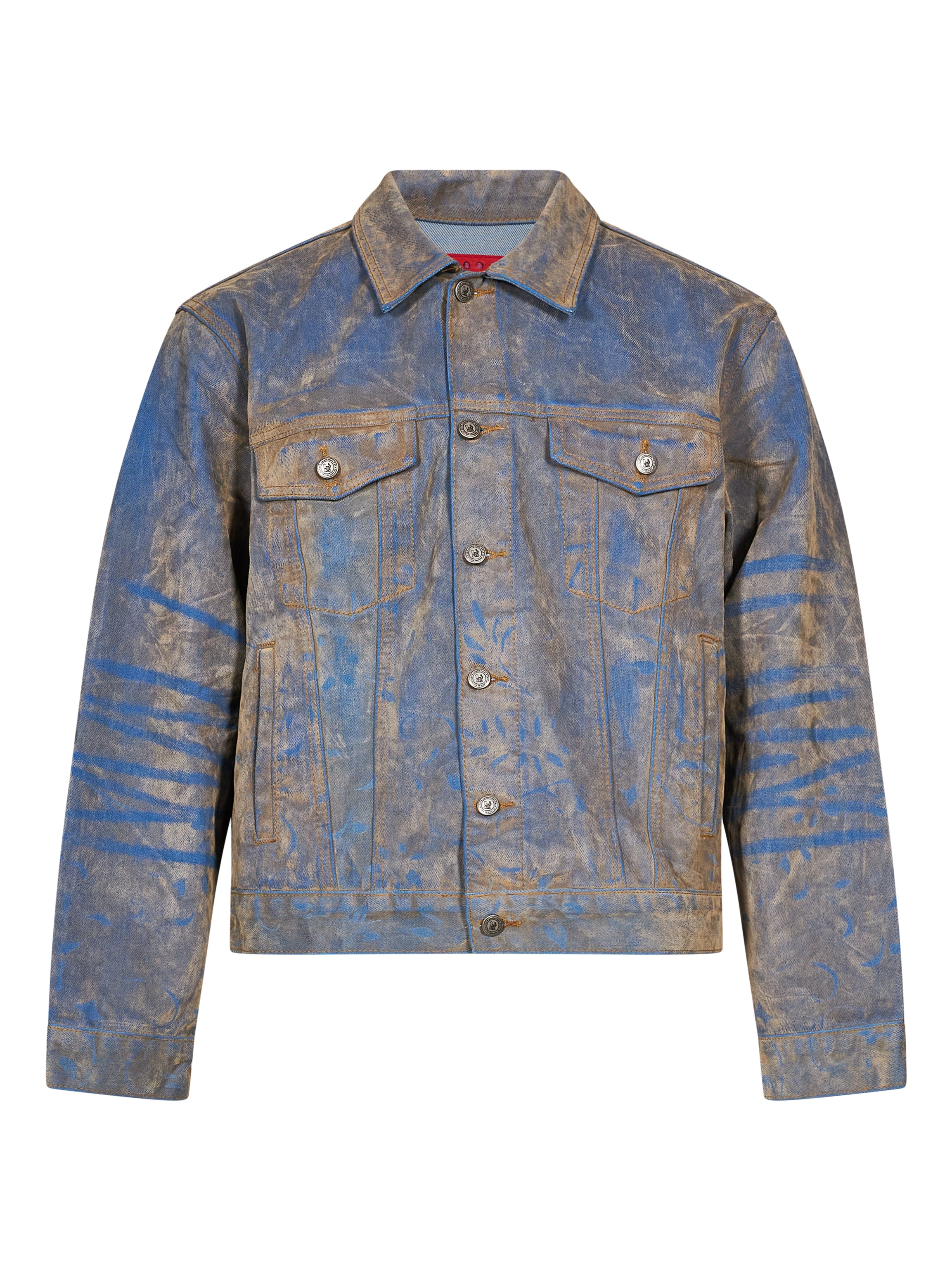 Giacca denim con stampa multicolor 