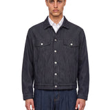 Giacca denim a righe in blu 